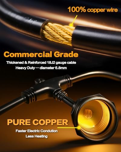 96FT Outdoor String Lights, 2W S14 LED High Bright Waterproof UL - Image 3