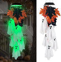 Halloween Solar Wind Chimes,Spooky Ghost Maple Leaves Hanging Mobile Lights by HomeGardenDecorations