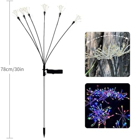 JJGoo Solar Garden Lights, New Upgraded 2 Pack Solar Swaying Starburst Light, Waterproof Fireworks Outdoor Lights, Yard Patio Pathway Decoration, Colorful - Image 2