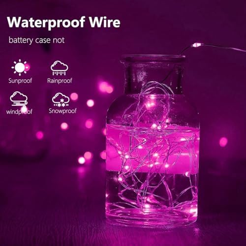 4 Pack Fairy Lights Battery Operated with Timer Valentines Day Lights Pink - Image 3