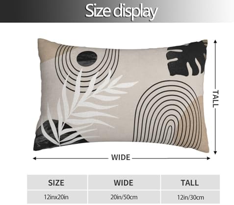 Boho Black Pillow Covers 12x20 Set of 2 Mid Century Beige Tropical Leaf Throw Pillow Covers Outdoor Decor Modern Abstract Decorative Pillow Cases Farmhouse Linen Cushion Case for Couch Sofa - Image 2