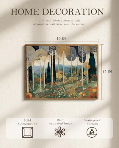 HUARCEY Botanical Forest Canvas Wall Art Framed 12x16, Vintage Landscape - Image 4