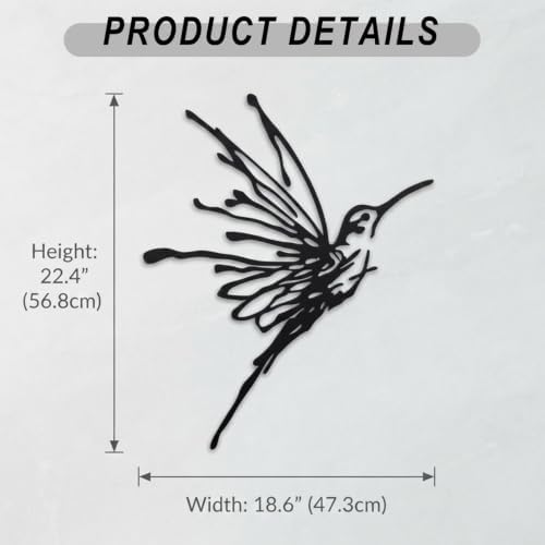 2Pcs Metal Hummingbird Wall Art, 3D Large Outdoor Garden Decor(18.6"x22.4") - Image 3