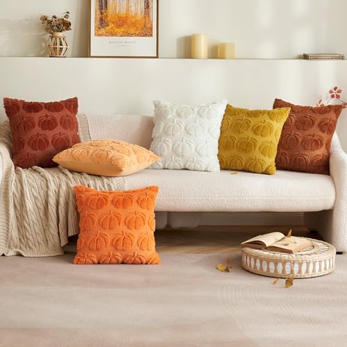 MIULEE Fall Pillow Covers Pumpkin Fall Decor 22x22 Cream White - Image 4