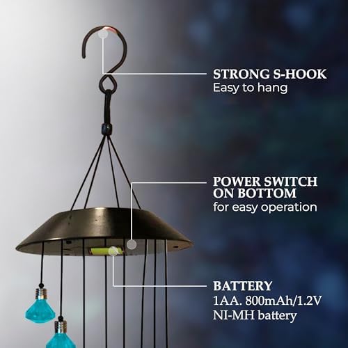Upblend Outdoors Solar Wind Chimes for Outside – Color Changing LED Wind Chimes for Outside, Solar Chimes Outdoor Waterproof – Diamond, Light Blue - Image 5