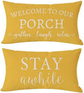 PANDICORN Outdoor Lumbar Throw Pillow Covers 12x20 Inch Set of 2, Yellow by PANDICORN