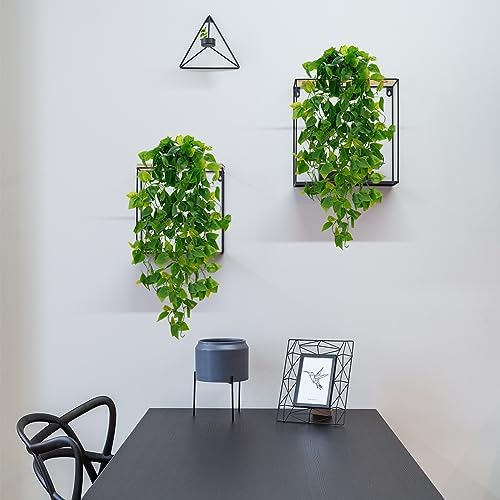 BLEUM CADE Fake Hanging Plants, 2pcs Artificial Pothos Vines Faux Plants Greenery for Wall Home Living Room Office Indoor Outdoor Decor (No Baskets) - Image 5