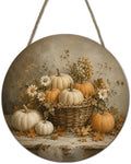 Fall Halloween Round Door Sign, 10 Inch Wooden Hanging Plaque with Rope, Rustic Autumn Wall Decor for Home Porch Entryway Halloween Party Decoration - A02 by Yhtmbf