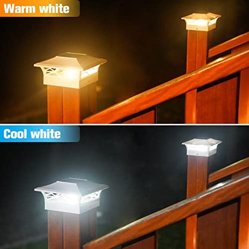 VOLISUN 4Pack Solar Post Cap Lights, 2 Color Modes Deck Lights, White - Image 2