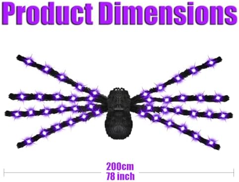 78" Jumbo Halloween Light up Spider Scary Giant Spider for Indoor Outdoor Halloween Spider Decorations Party Favor Yard Home House Décor Multicolor - Image 4