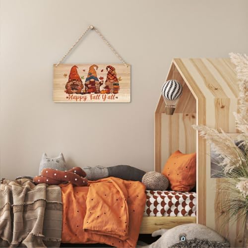 Happy Fall Y'all Decor Fall Decorations for Home Gnomes Fall Decorations Fall Porch Decor Fall Rustic Pumpkin Decor Fall Wall Art Decor Fall Hanging Decor for Front Door 12 x 6 Inch - Image 6