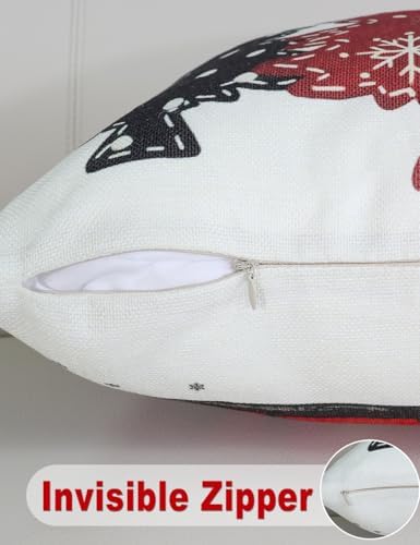 Double-Sided Print Christmas Pillow Covers 16''x16'', Set of 4, 8 Christmas Patterns Christmas Tree, Snowman, Snowflakes, Merry Christmas, Deer, Santa Claus,Truck, Let It Snow, Soft Linen Material - Image 5