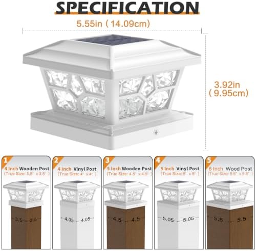 SIEDiNLAR Solar Post Lights Outdoor, 2 Pack, 4 Modes, 40 LEDs, White - Image 3
