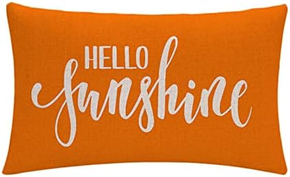 7COLORROOM 2Pack Farmhouse Decor Pillow Covers Hello Sunshine/You are My Sunshine Rectangular/Waist Cushion Covers Spring Summer Orange Home Decorations Lumber Pillowcases 12" X 20" (Orange) - Image 2