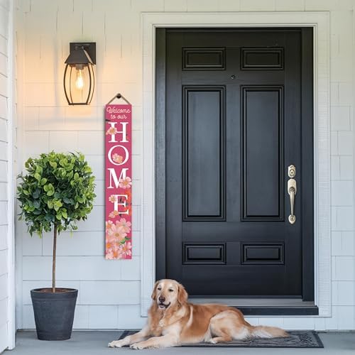 8"x48" Spring Welcome Sign for Front Porch, Hello Spring Porch Sign for Front Door Durable PVC Welcome Home Decorations for Outdoors p (Design 14) - Image 7