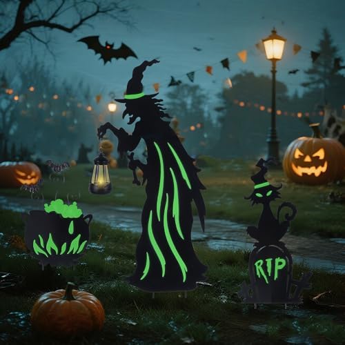 Prsildan Halloween Decorations Outdoor 3 Pack Metal Witch Yard Stakes - Image 5