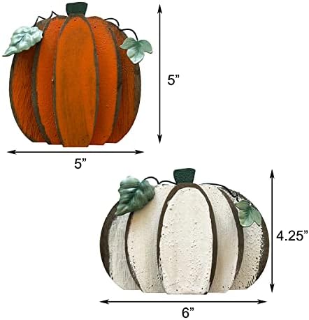 SAGUZOU Rustic Wooden Pumpkin Fall Decoration for Home Fall Harvest Tabletop Desk Shelf Kitchen Tiered Tray Decorations Thanksgiving Halloween Pumpkins Farmhouse Sign Fall Decor-Set of 2 - Image 5