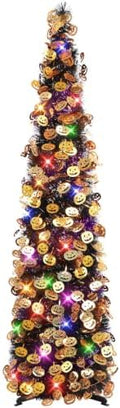 N&T NIETING Halloween Tree Decorations with Lights, 5FT, Black Purple by NTNIETING