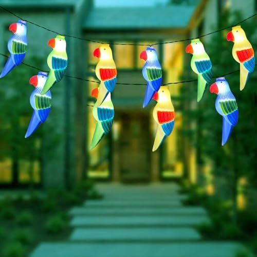 Oviejo Parrot String Lights 8.5Ft Summer Camping String Lights with 10 LED Lights, Tropical Themed Fairy Lights for Luau Party/Beach/Fiesta/Birthday/Tiki Bird Decorations Lights,Green Wire - Image 5