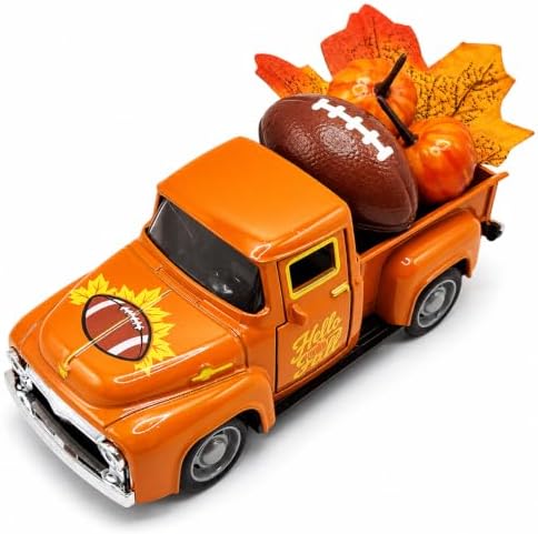 Vintage Fall Decor - Fall Decorations for Home - Fall Truck with Football, Pumpkins and Maple Leaves - Thanksgiving Decoration For Table Centerpiece, Tiered Tray, Shelf, Mantel and Harvest Indoor by YIPRONS