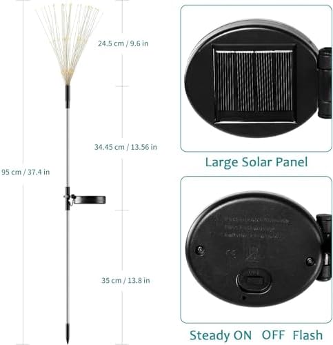 JJGoo Solar Firework Lights, 2 Pack 135 LEDs 2 Lighting Modes Solar Garden Lights Outdoor Waterproof for Yard Patio Walkway Pathway Party Wedding Christmas Decorative - Warm White - Image 3