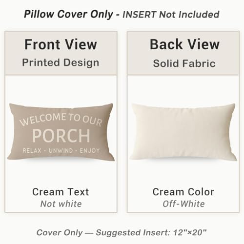 Outdoor Decorative Throw Pillow Covers 12x20 Inch Set of 2, Beige - Image 4