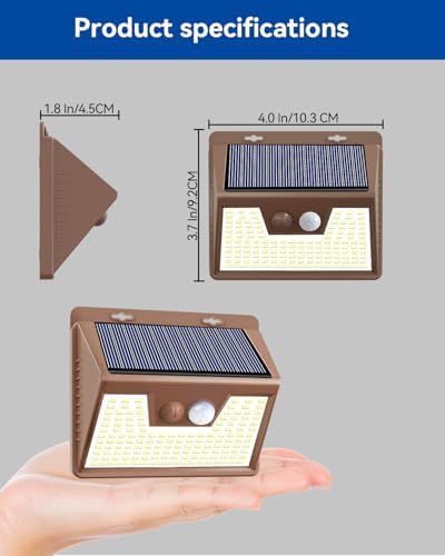 Peasur Brown Solar Lights Outdoor Motion Sensor 16 Pack, Ultra-Bright 3 Mode 140LED Fence Security Light Waterproof, Solar Wall Lighting for Patio Yard Step House Outside Cool White - Image 4