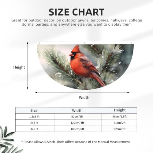 Red Bird Winter Semicircular Hanging Decorative Bunting Flag 2pcs - Image 3