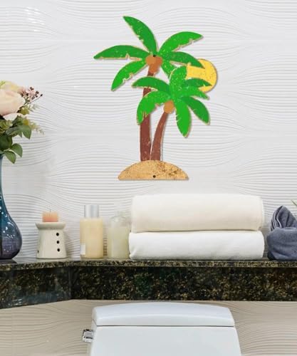 Putuo Decor Palm Tree Metal Wall Decor, 15.75" x 11.86" Tropical Tin Wall Sign, Tropical Beach Hanging Wall Art for Coastal Home Patio Porch Garden Pool Tiki Bar Summer Decor - Image 5