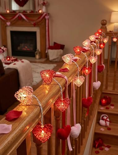 Red and Pink Heart Shape String Lights, 8.5Ft Valentine's Day String Lights with 10 LED Heart Lights, Plug in Hanging Valentines Window Fairy Lights for Indoor Outdoor Wedding Party Valentine Decor - Image 5