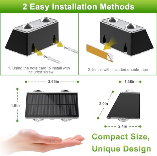 LANSOW Solar Fence Lights Outdoor, 12 Pack Solar Powered Lights Waterproof, 9 Modes Warm/Cool White RGB Up-Down Led Spot Wall Lights Dusk to Dawn Decor for Backyard, Deck, Patio, Pool, Railing(Black) - Image 6