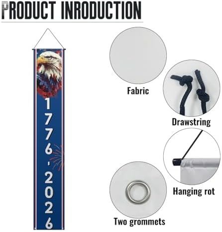 250 Anniversary Banner Door Sign 2 Pack America 1776-2026 Patriotic Hanging Banners Porch Signs Party Supplies for Room House Welcome Photo Backdrop - Image 6