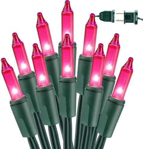 BrizLabs Pink Christmas Lights, 69.6ft 300 Count Incandescent String Lights by BrizLabs