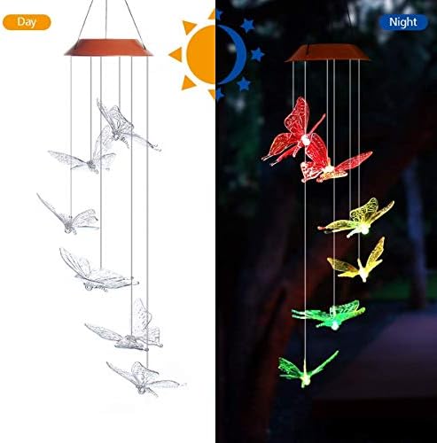 TDA Solar Wind Chimes Light Outdoor Changing Color Decorative Mobile Portable for Patio Walkway Pathway Backyard Landscape Decoration (Transparent Butterfly) - Image 3