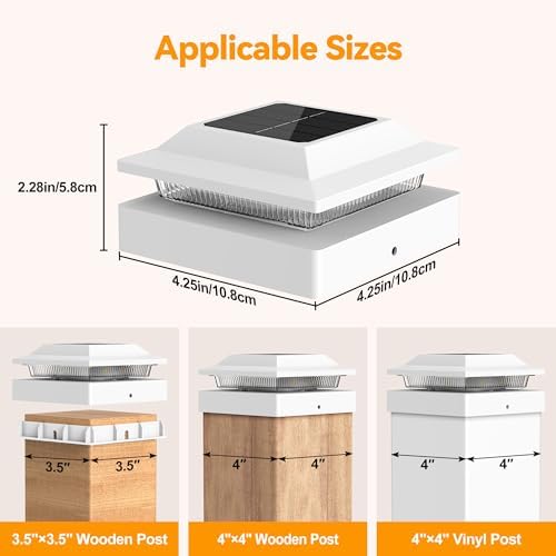 Solar Post Cap Lights for 4x4 Wood/Vinyl Posts, 6 Pack - Image 3