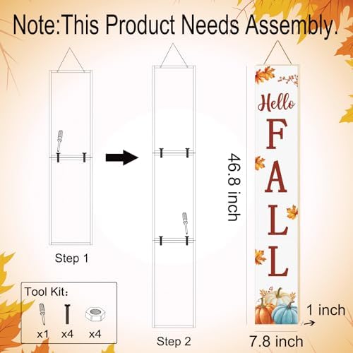 Fall Porch Decor Outdoor Autumn Thanksgiving Wooden Porch Sign 46.8 Inch - Image 2