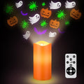 Baquler Halloween Projector Candle Ghost Projector Light Halloween Indoor Decoration Spooky Scary LED Flameless Candle Battery Operated Night Light with Remote and Timer Bedroom Home Decor Party Gift by Baquler