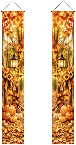 IVN Fall Lantern Porch Banner Pumpkin Harvest Decor 2 Pcs by IVN