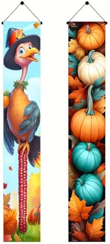 HOMETITUTE Thanksgiving Turkey Door Banner 12 x 71 Inch Fall Harvest by HOMETITUTE