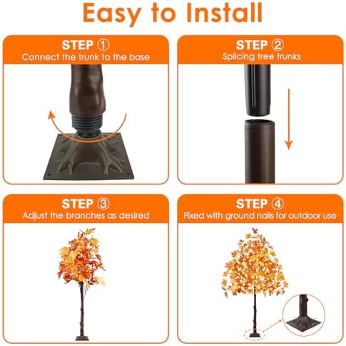 6FT Lighted Maple Tree 150 LED Artificial Fall Tree for Home Decorations - Image 6