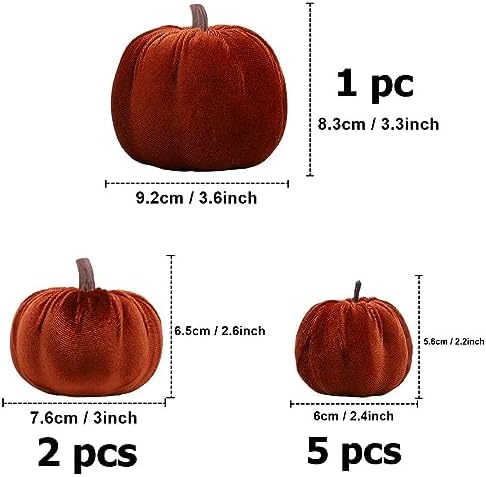 Woration 8pcs Artificial Pumpkins Decorations Velvet Fake Fabric Pumpkin - Image 2