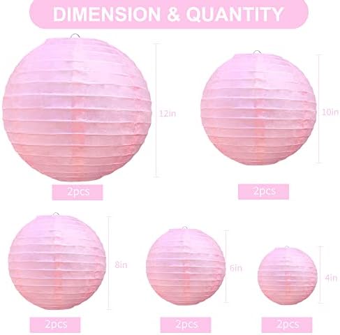 BEISHIDA Pink Paper Lanterns 10Pcs 4/6/8/10/12 Inch Round Chinese Lamp - Image 2
