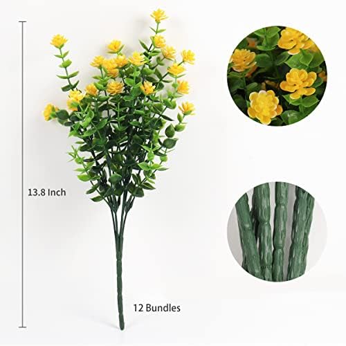 RECUTMS Outdoor Artificial Yellow Flowers UV Resistant,Spring Fall Decor - Image 2