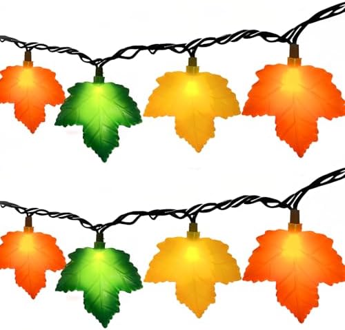 Fall Decorations Thanksgiving for Home, 8FT Halloween Decor Indoor Lights with 10 LED Maple Leaf, Connectable Novely Fairy String Lights Autumn Harvest Table Indoor Outdoor Decor Halloween Party Gifts by Doratale