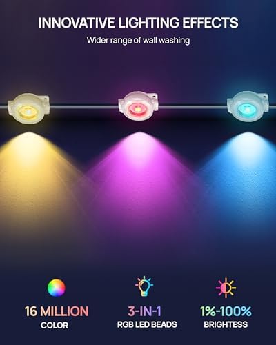 VCOKEN Permanent Outdoor Lights, 63.6ft with 36LED Outdoor Christmas Lights with App Control Remote, DIY Scene Modes Eaves IP65 Waterproof Light for Christmas, Holiday, Decor, Garden Decor - Image 4