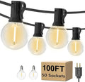 100FT Outdoor LED String Lights with 50+2 Shatterproof G40 Vintage Bulbs,Shatterproof &Waterproof Patio Lights for Porch, Deck, Garden, Backyard, Balcony - 2700K Warm White by UOLOB