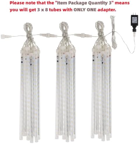 24 Tubes Meteor Shower Lights, Outdoor Icicles Christmas Decor, 12 Inch 864 LED Snow Falling Iciclelights, Connectable Raindrop, Xmas Wedding Party Tree Holiday, Red & Green - Image 3