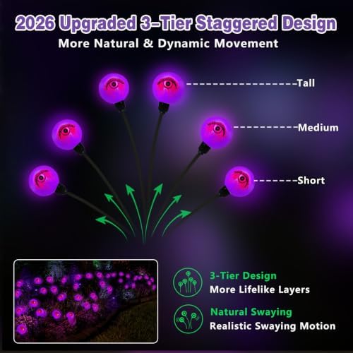 EEW Solar Halloween Decorations Outdoor 6 Pack 36 LED Eyeball Lights Purple - Image 3