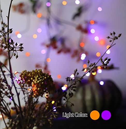 MIYA LIFE Purple Orange Halloween Fairy Lights Battery Operated - 10FT 60LEDs with Remote & Timer Halloween Lights Indoor for Thanksgiving Decorations Mini Halloween Lights - Image 2