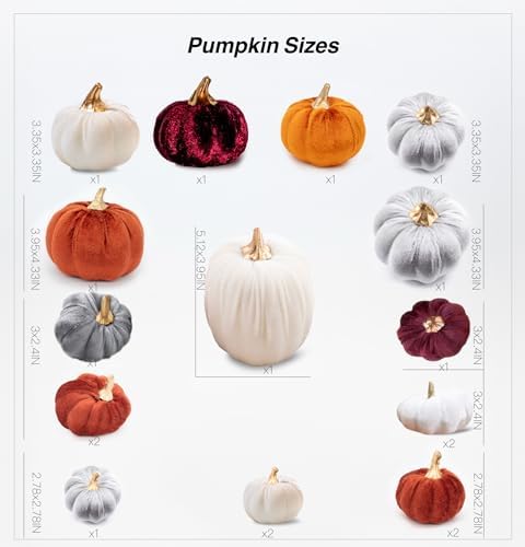 Thanksgiving Velvet Pumpkins, 18 PCS Fall Table Decorations for Home, Artificial Pumpkins Set for Fall Autumn Harvest, Thanksgiving, Wedding - Image 2